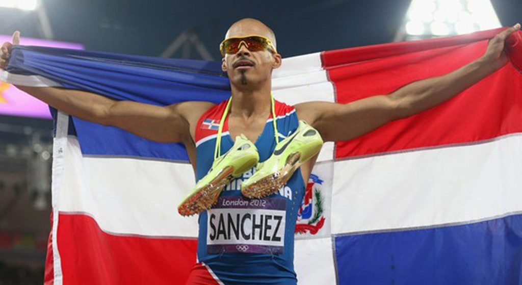LONDON, ENGLAND - AUGUST 06:  Felix Sanchez of Dominican Republic celebrates after winning the gold medal in the Men's 400m Hurdles final on Day 10 of the London 2012 Olympic Games at the Olympic Stadium on August 6, 2012 in London, England.  (Photo by Clive Brunskill/Getty Images)